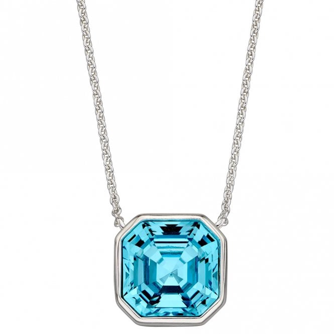 Silver and aquamarine crystal necklace