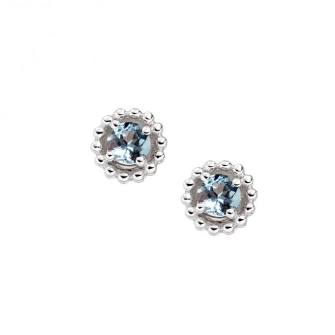 Silver and aquamarine stud earrings