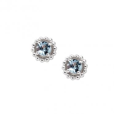 Silver and aquamarine stud earrings