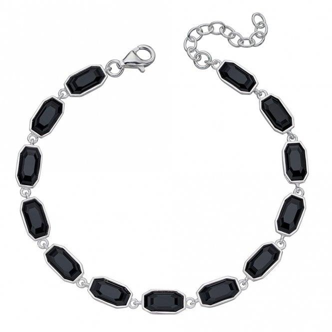 Silver and Black Swarovski Crystal Bracelet