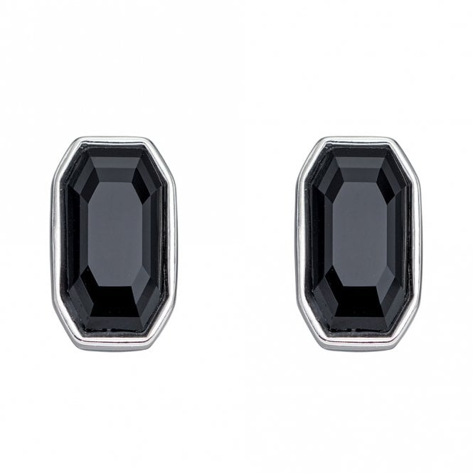 Silver and Black Swarovski Crystal Stud Earrings
