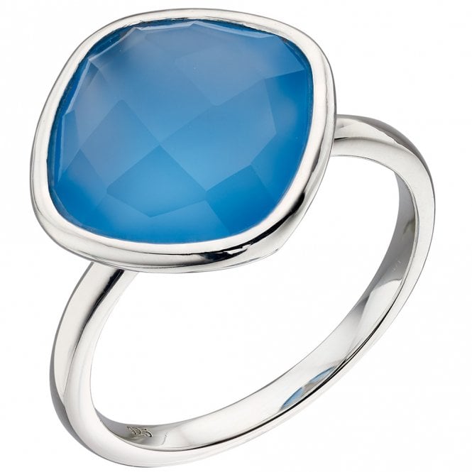 Silver and blue chalcedony ring