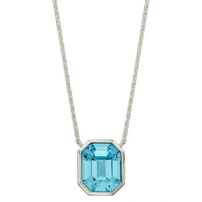Silver and Blue Crystal Asscher Cut Necklace
