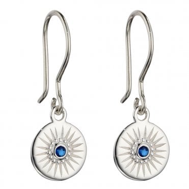 Silver and Blue Crystal Drop Earrings.