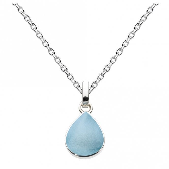 Silver and blue mother of pearl pendant and chain