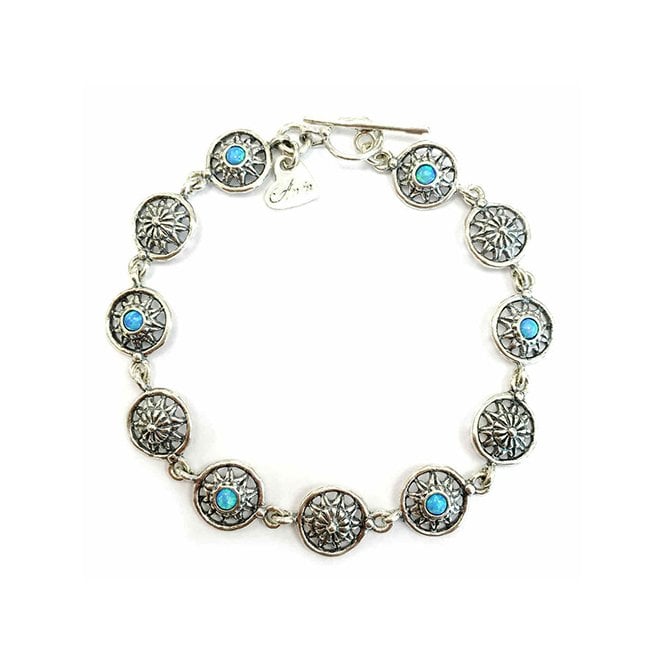 Silver and blue opal bracelet