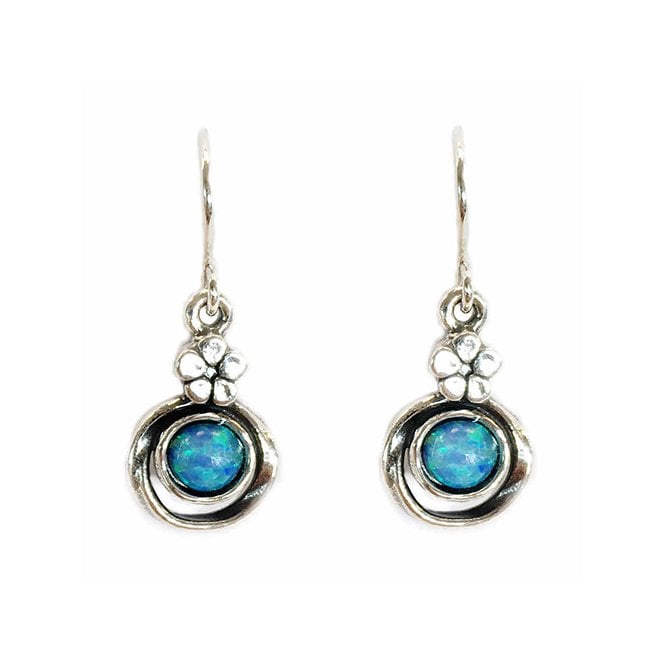 Silver and blue opal drop earrings