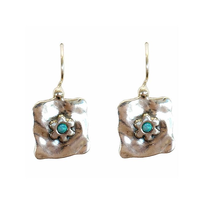 Silver and blue opal drop earrings