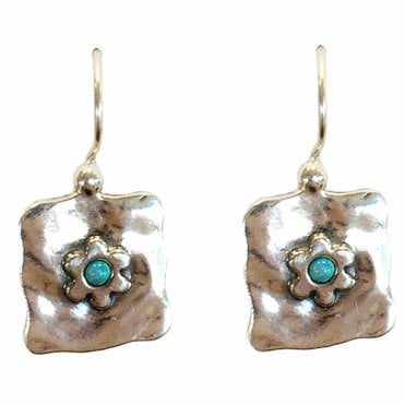 Silver and blue opal drop earrings