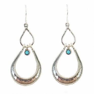 Silver and blue opal drop earrings