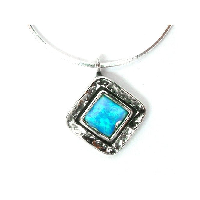 Silver and blue opal necklace