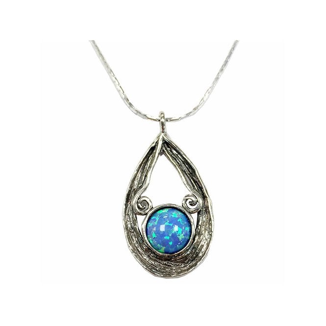 Silver and blue opal necklace