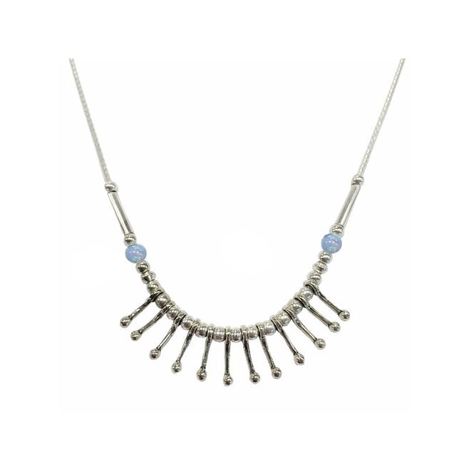 Silver and blue opal necklace