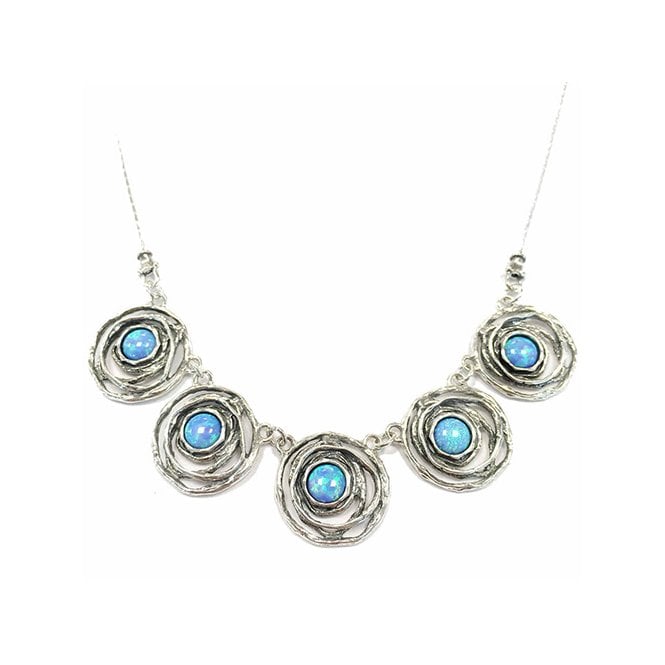 Silver and blue opal necklace