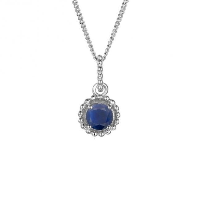 Silver and blue sapphire pendant and chain