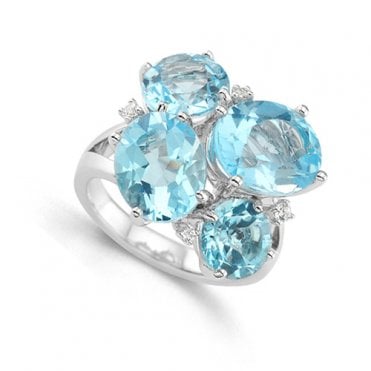 Silver and blue topaz dress ring