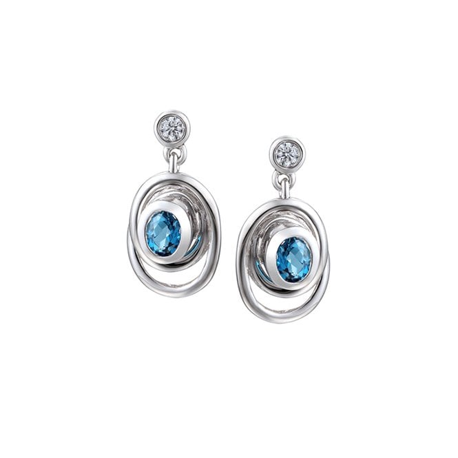 Silver and blue topaz drop earrings