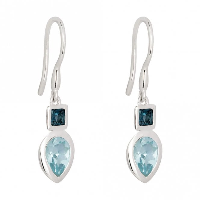 Silver and Blue Topaz Drop Earrings