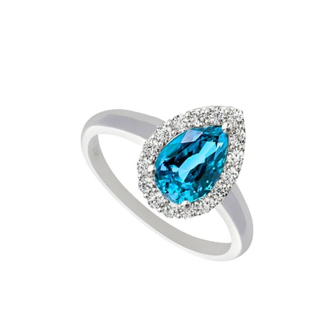 Silver and Blue Topaz Pear Shape Ring