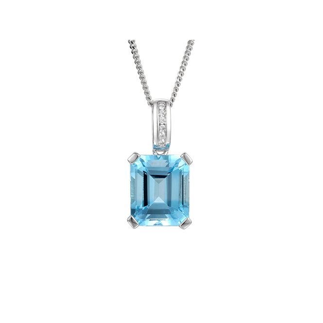 Silver and blue topaz pendant and chain,
