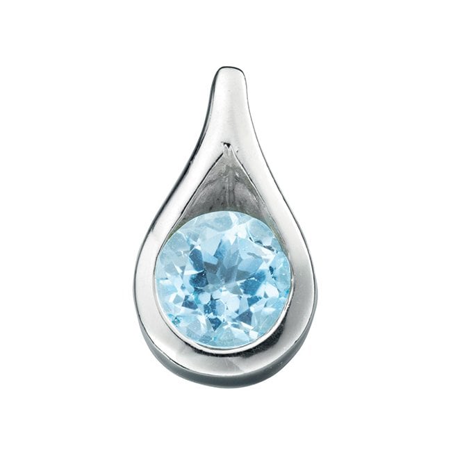 Silver and blue topaz pendant and chain