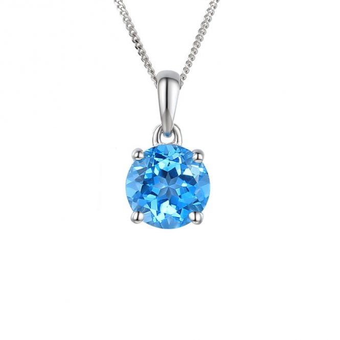 Silver and blue topaz pendant and chain