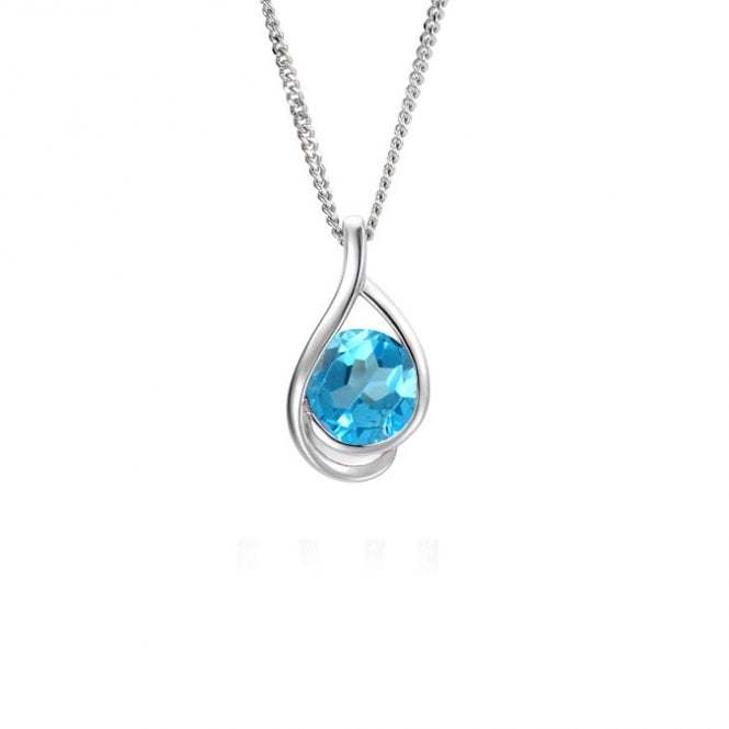 Silver and blue topaz pendant and chain