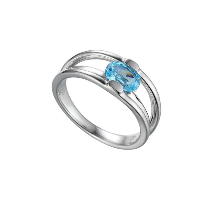 Silver and blue topaz ring