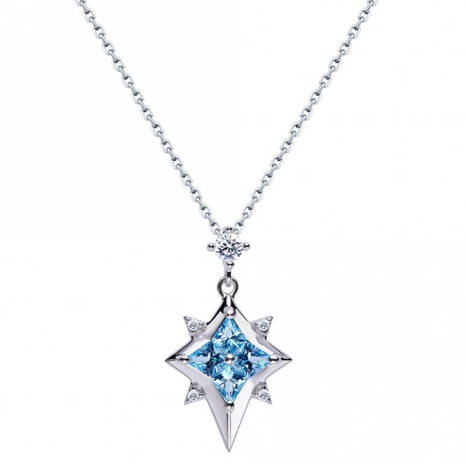 Silver and Blue Topaz Star Necklace by Fei Liu