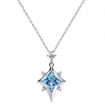 Silver and Blue Topaz Star Necklace by Fei Liu