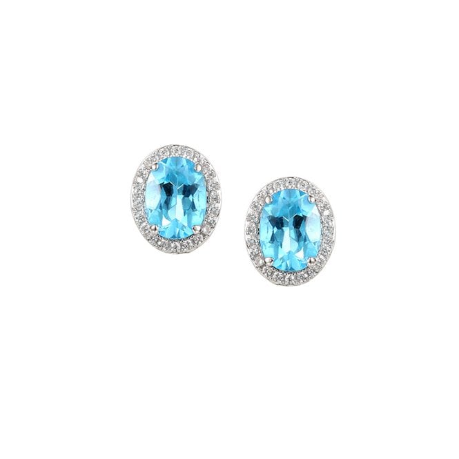 Silver and blue topaz stud earrings.