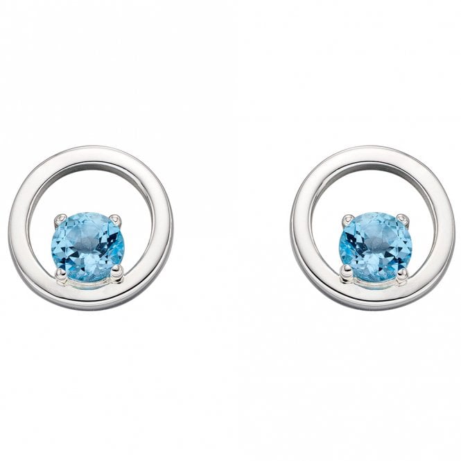 Silver and blue topaz stud earrings