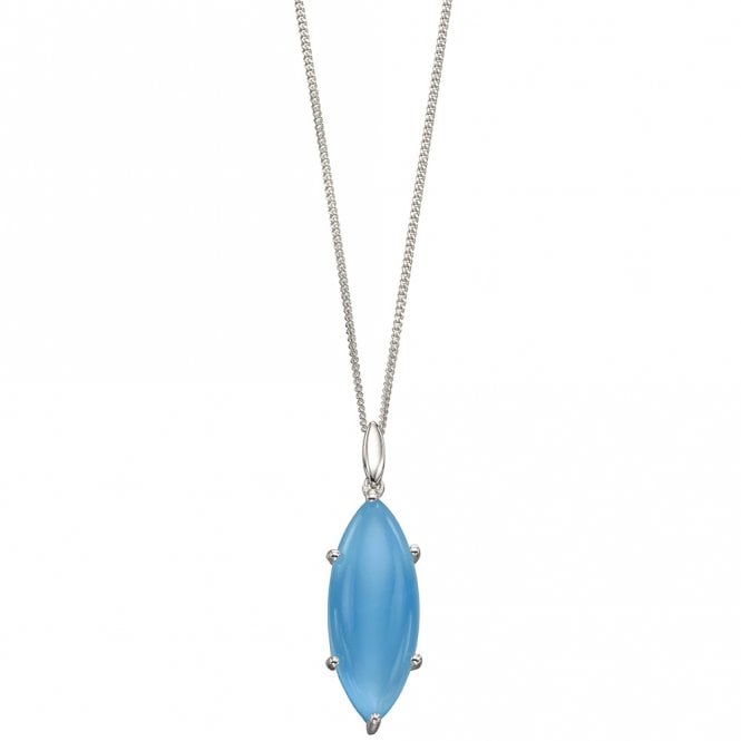 Silver and chalcedony pendant and chain