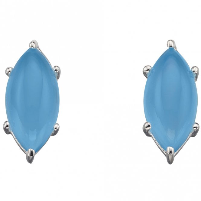 Silver and chalcedony studs