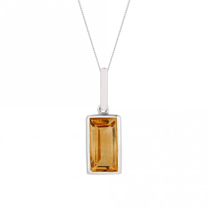 Silver and Citrine Pendant and Chain