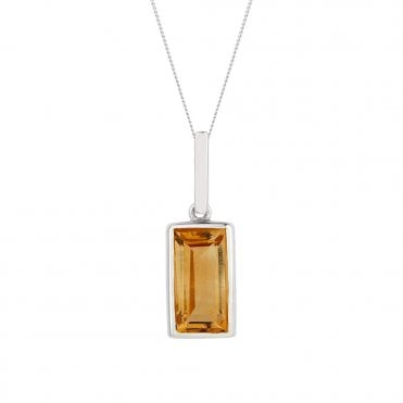 Silver and Citrine Pendant and Chain