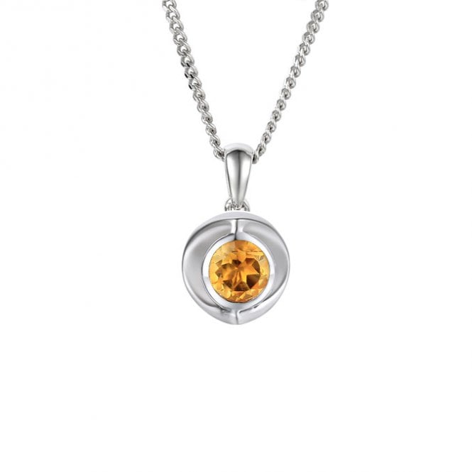 Silver and Citrine Pendant and Chain