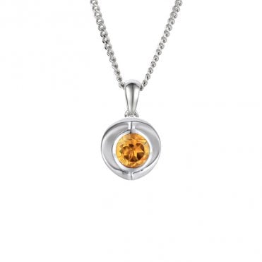 Silver and Citrine Pendant and Chain