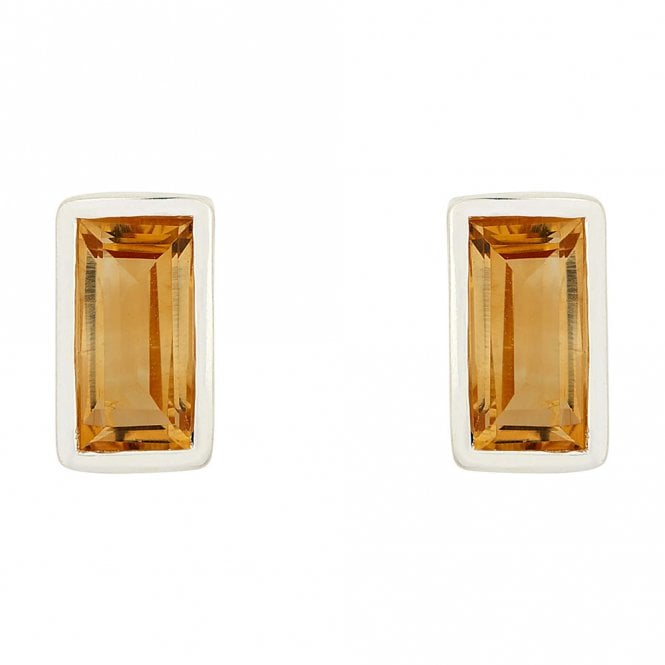 Silver and Citrine Stud Earrings