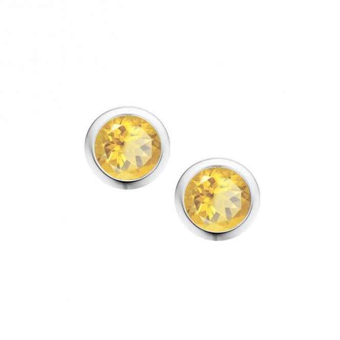 Silver and Citrine Stud Earrings