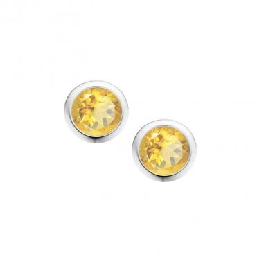 Silver and Citrine Stud Earrings