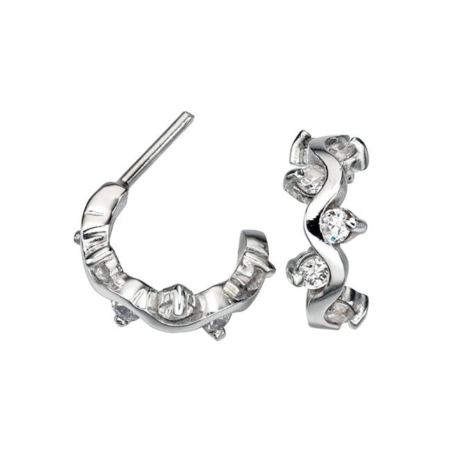 Silver and crystal hoop earrings