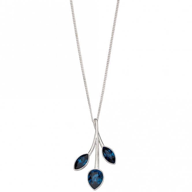 Silver and crystal leaf necklace