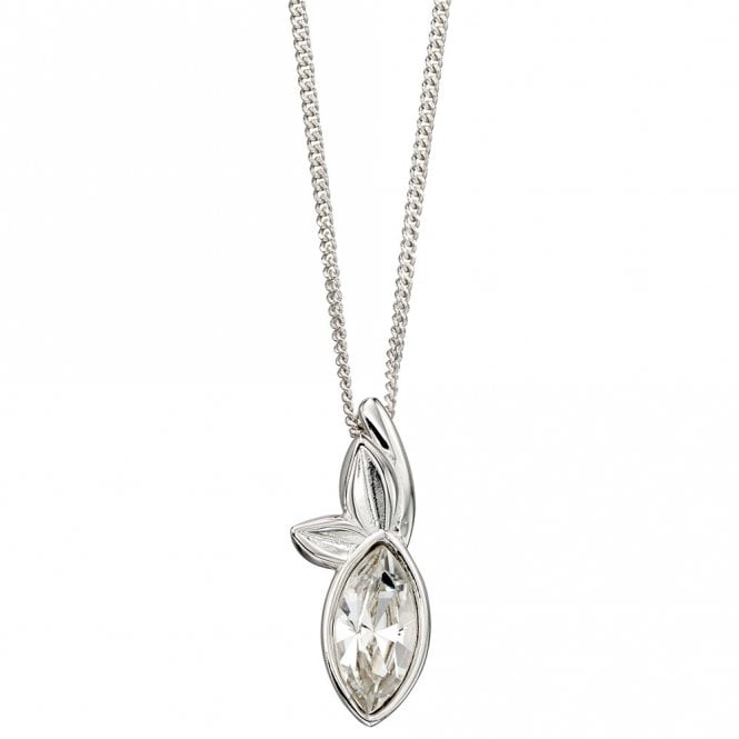 Silver and crystal pendant and chain