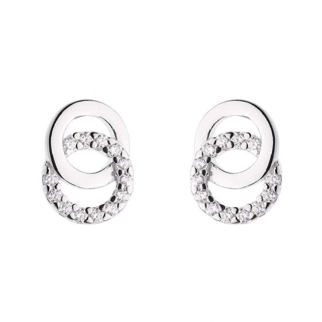 Silver and cubic zircnia circle earrings by Kit Heath