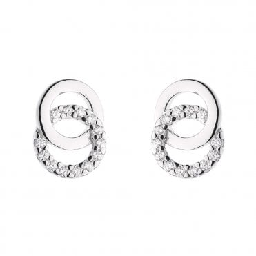 Silver and cubic zircnia circle earrings by Kit Heath