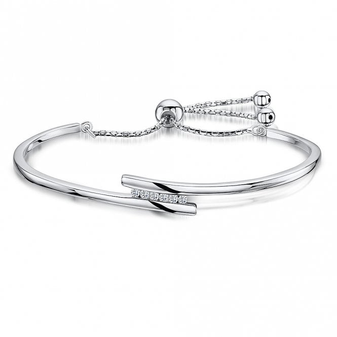 Silver and cubic zirconia adjustable bangle by Jenny Brown