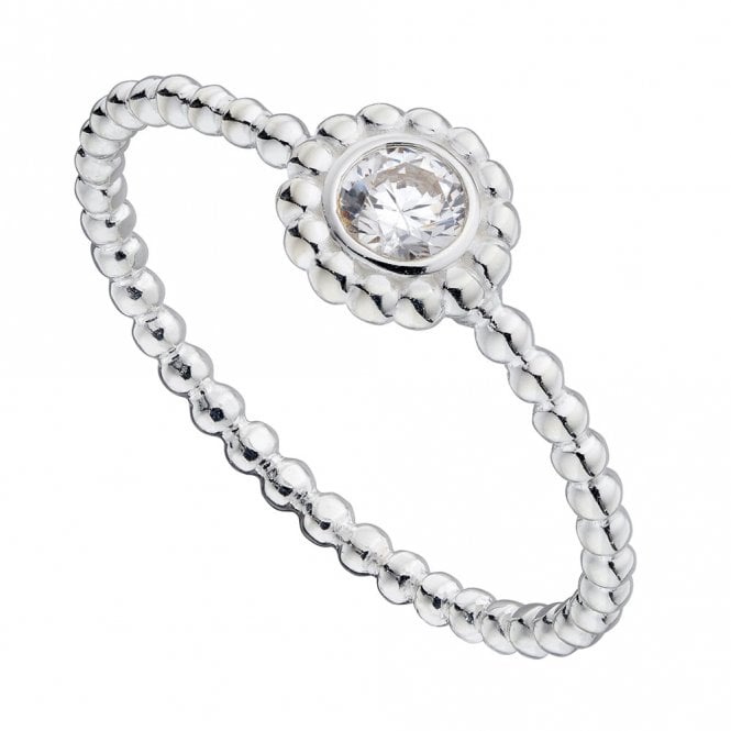 Silver and Cubic Zirconia Beaded Ring