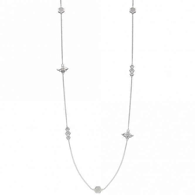 Silver and cubic zirconia bee necklace
