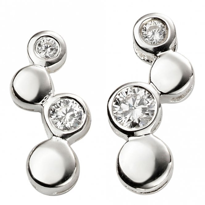 Silver and cubic zirconia circle earrings